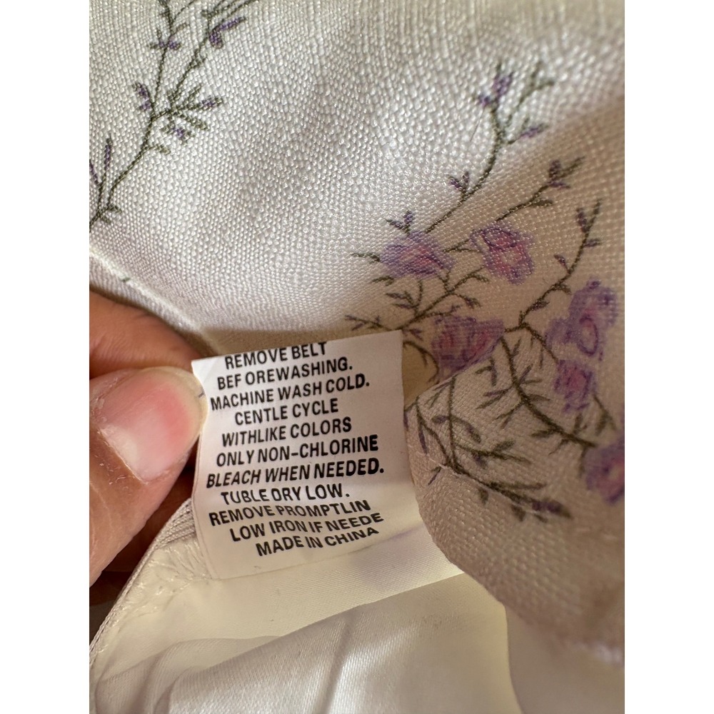 2bella Boutique Floral Lace Up Corset Top Cream Purple Cottagecore NWT Medium - Picture 10 of 12